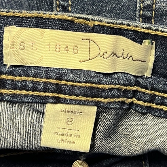 EST 1946 Jeans Blue Embroidered Side Classic Denim Stretch‎ Retro Boho - Picture 6 of 9